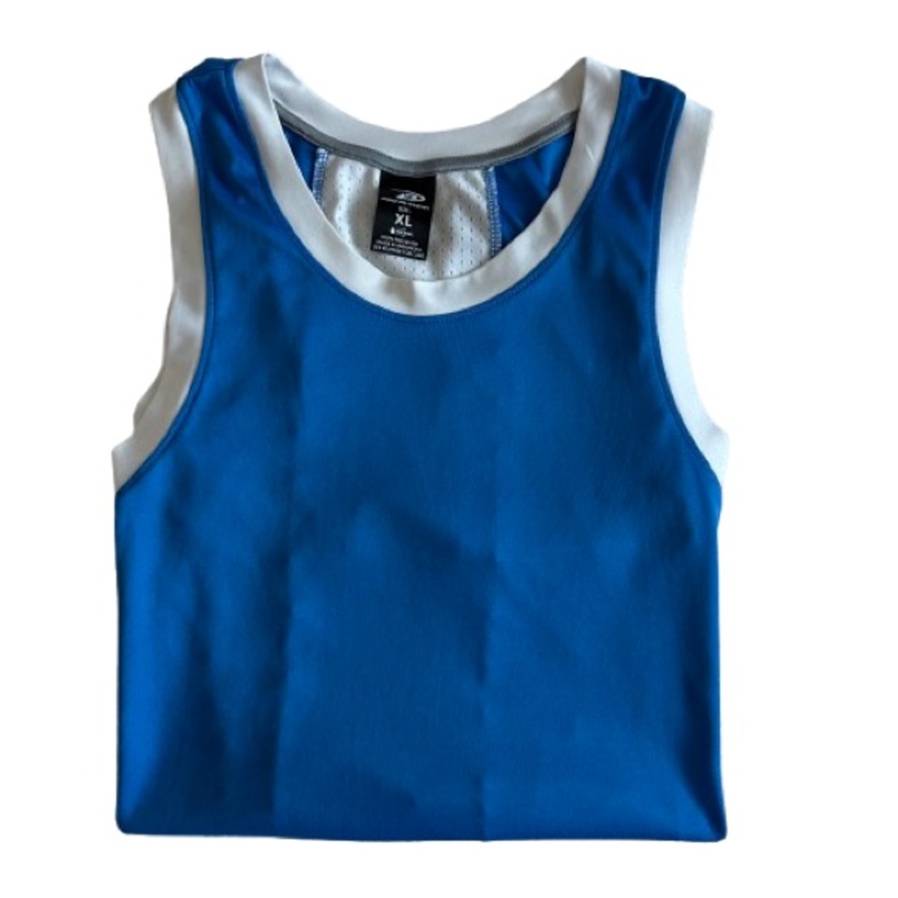 Pro Player Man's XL Blue and White Wicking Pullover Athletic Sporty Tank Top - Picture 5 of 13